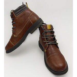 Crevo Boys Brown Cap Toe Ankle Combat Boots Size 5.5 Youth Memory Foam‎